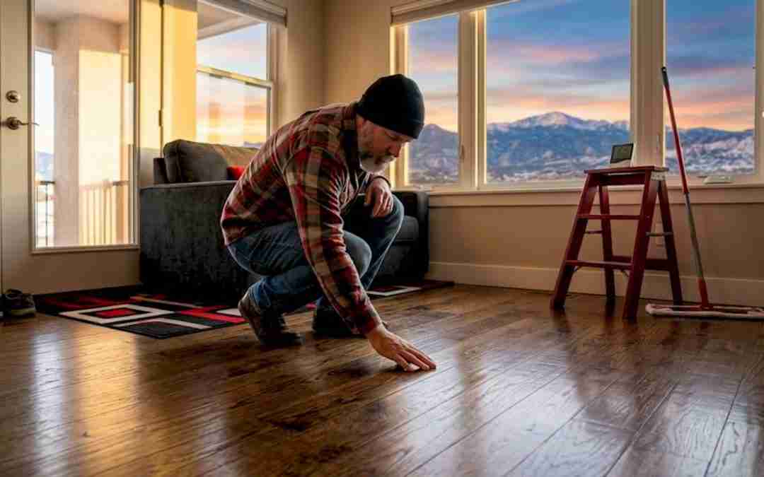 Homeowner checking Denver hardwood floor