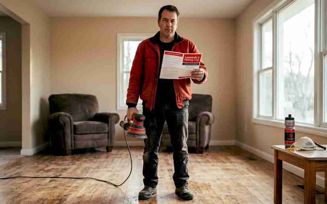 Homeowner preparing to refinish hardwood floor