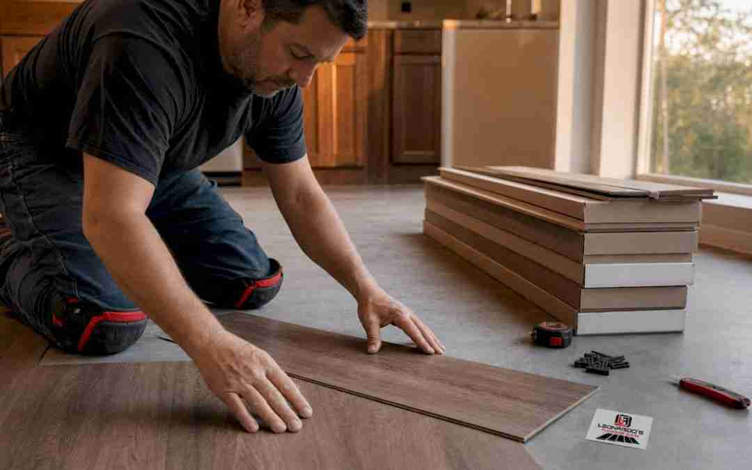 Person installing luxury vinyl flooring planks