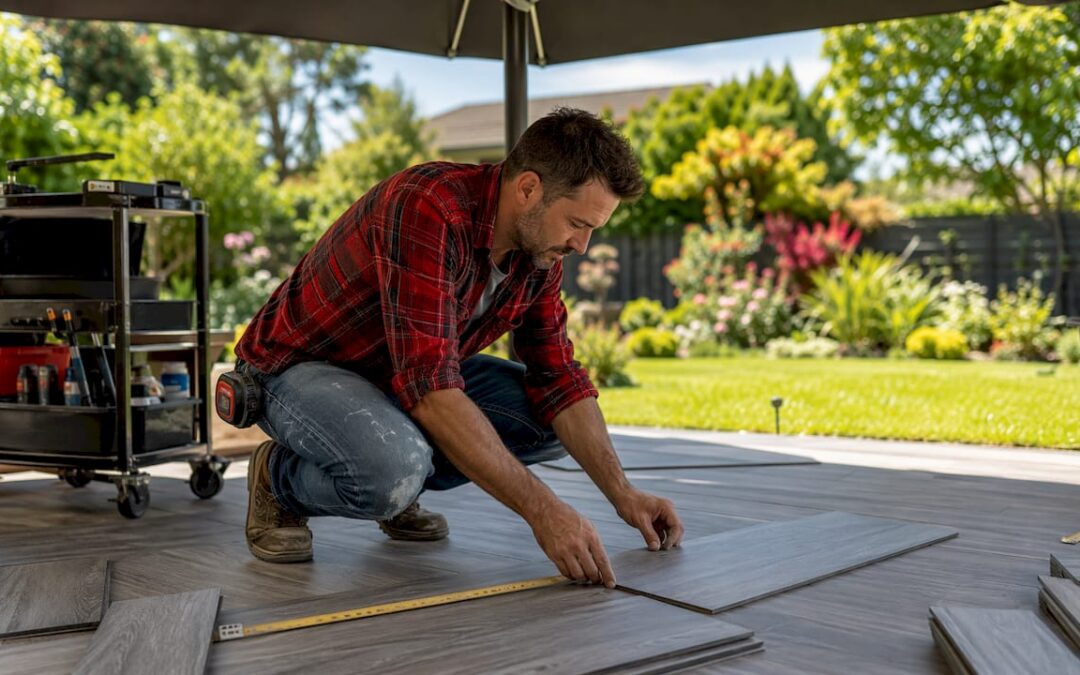 Home renovator installing vinyl plank flooring