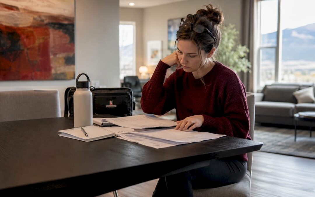 Homeowner reviewing floor installation warranty documents