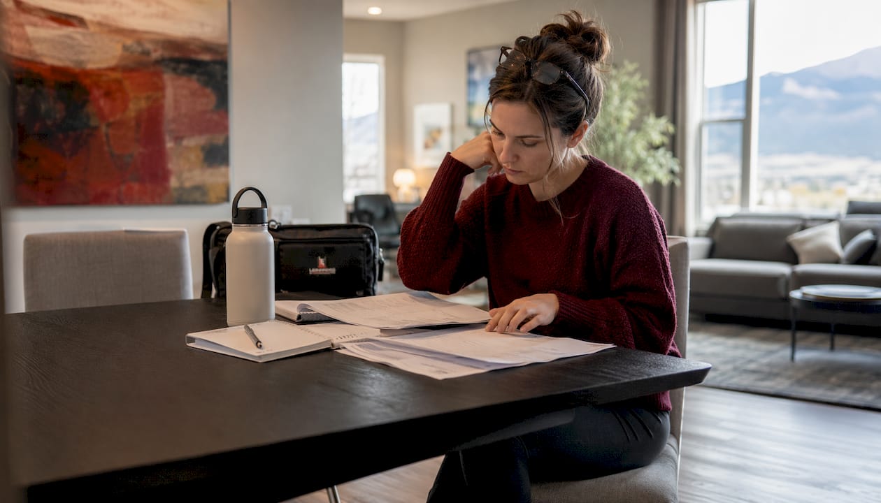Homeowner reviewing floor installation warranty documents
