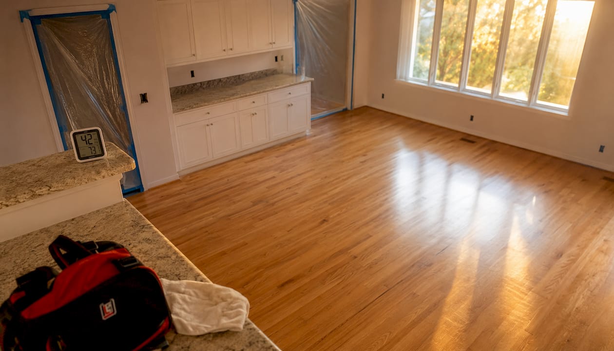 Empty dining room sealed for floor screening