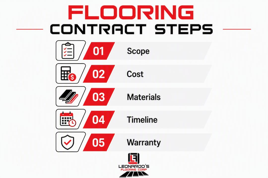 Infographic showing flooring contract essential steps