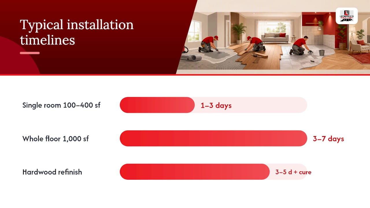 Timeline comparison of flooring installation durations