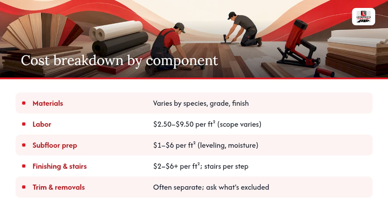 Diagram comparing hardwood installation cost components