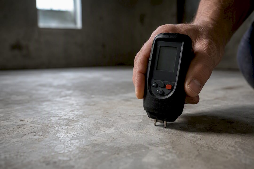 Measuring moisture in basement slab