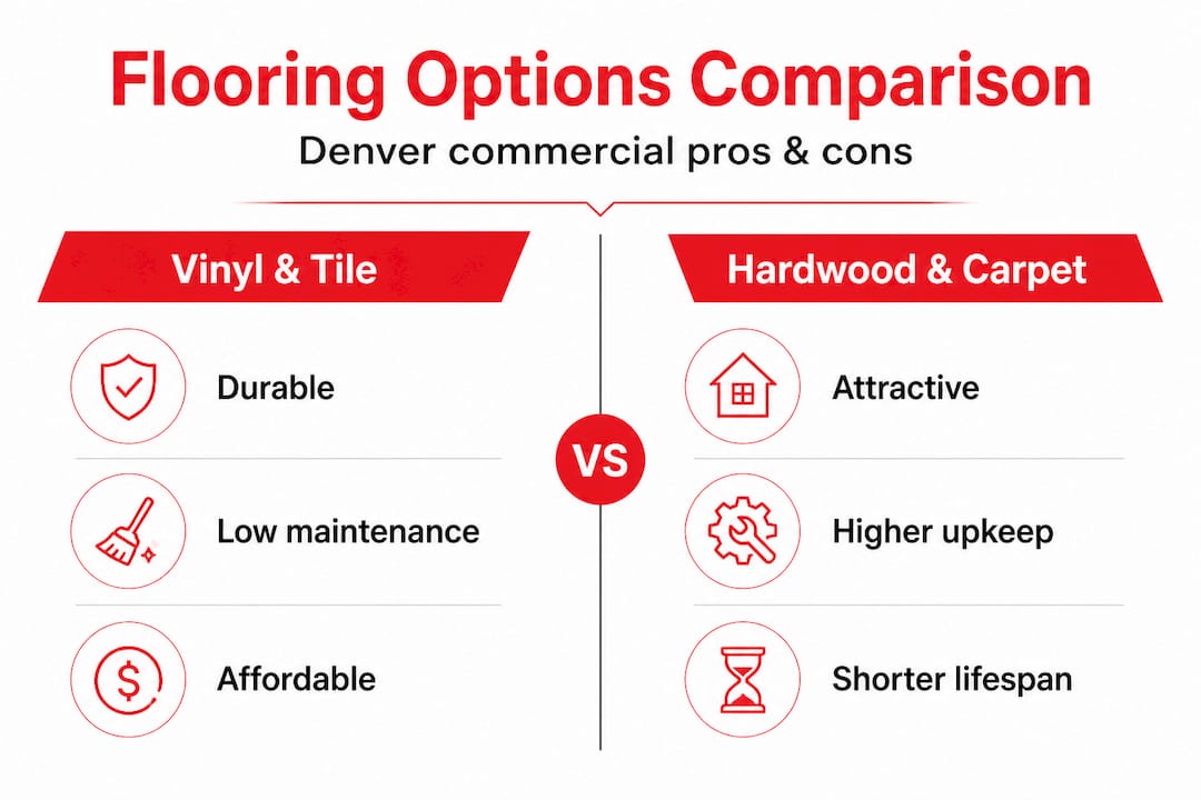 Infographic compares commercial flooring types side by side