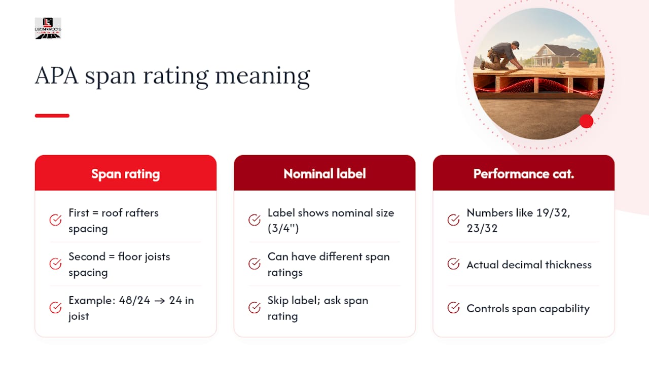 APA span ratings and plywood thickness categories