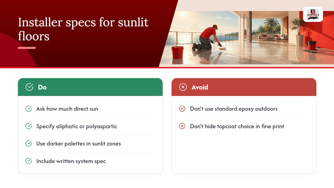 What Installers Actually Specify for UV-Exposed Floors — overview diagram