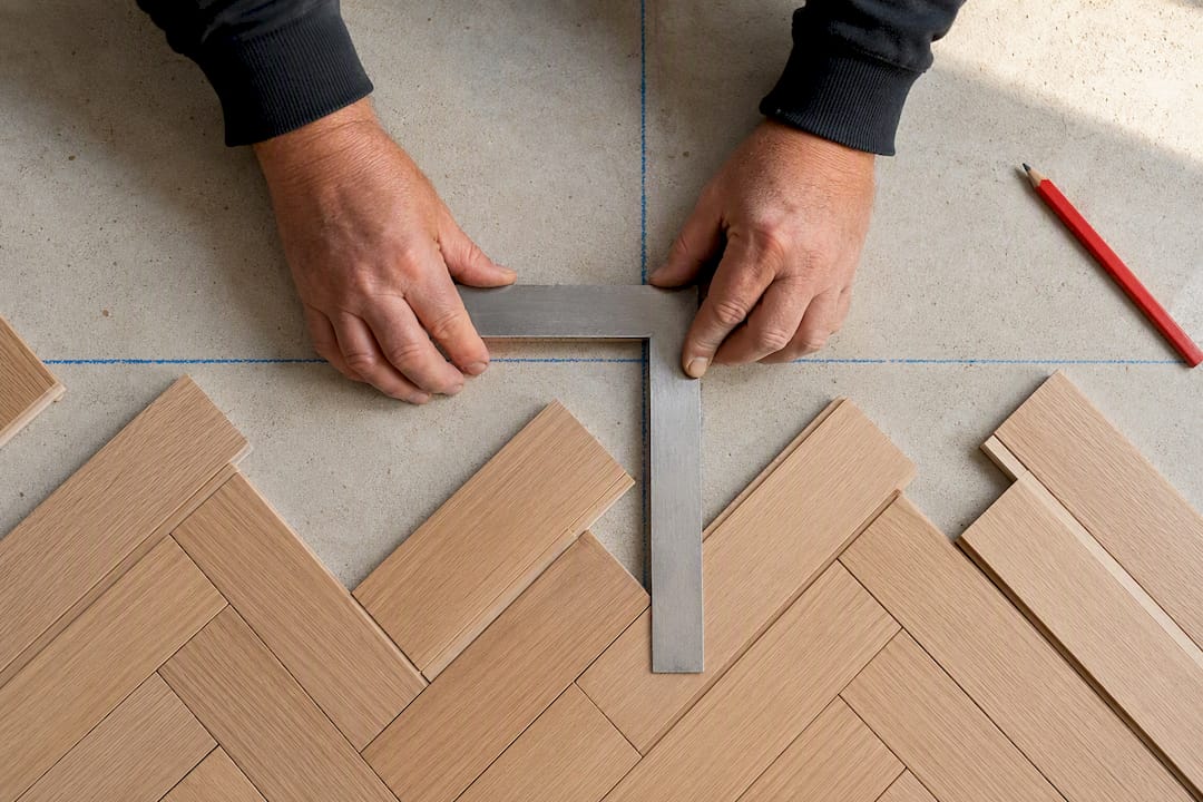 Framing square checking herringbone control lines
