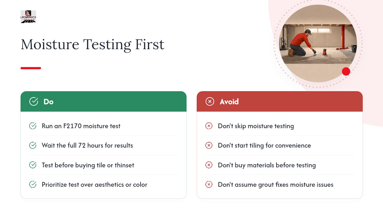 Why Moisture Testing Beats Every Other Basement Tile Decision — overview diagram