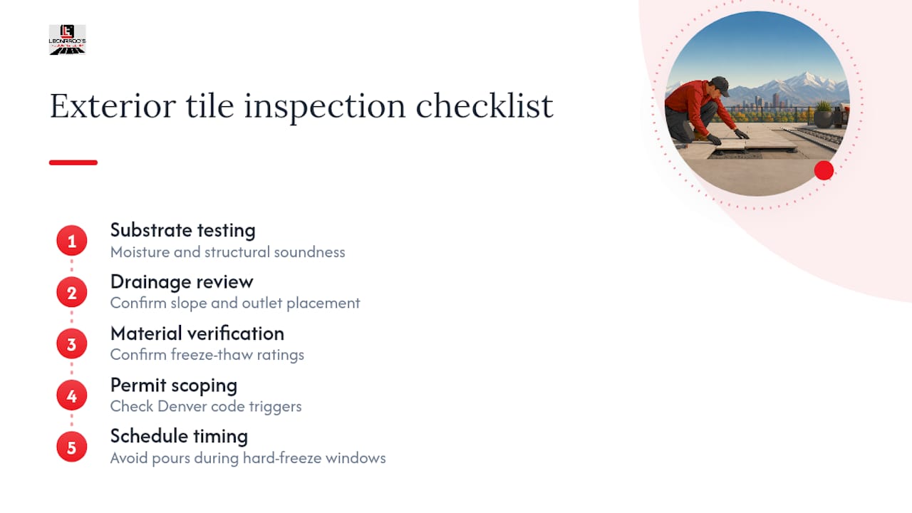 Five checks for exterior tile assessment