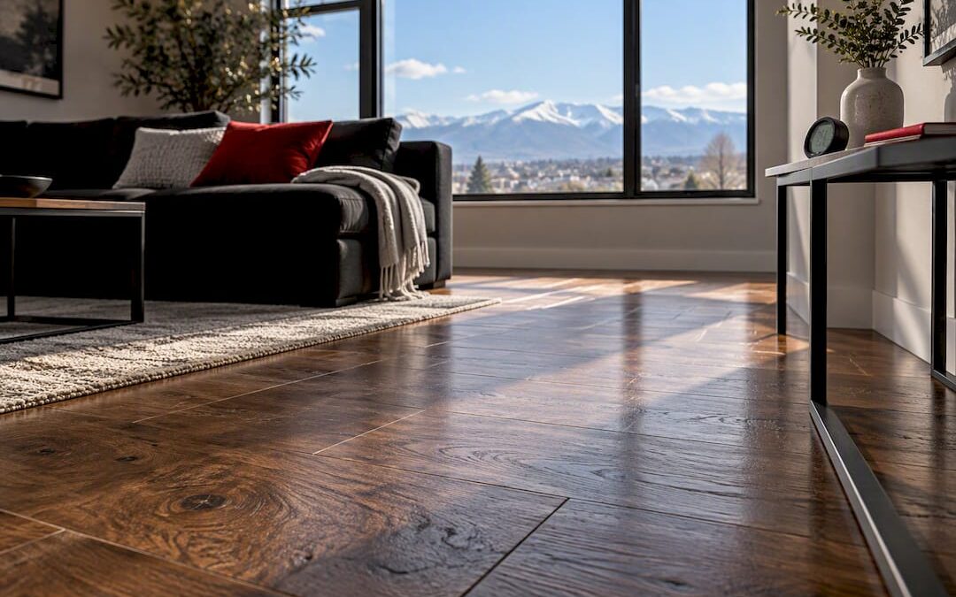 Hardwood floor with indoor humidity monitor