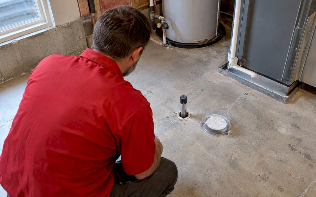Concrete moisture tests arranged on bare slab