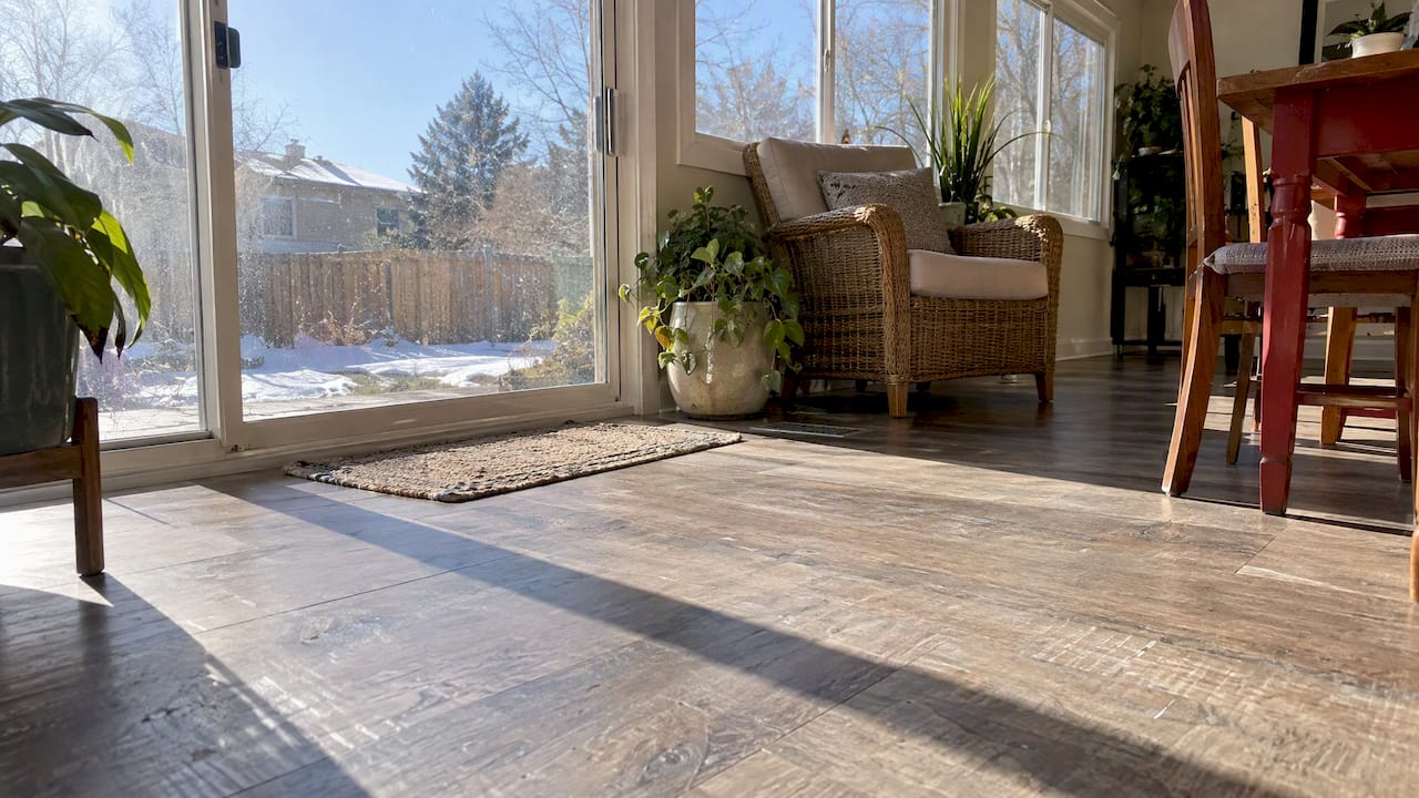 Sunlight crossing a Denver sunroom floor