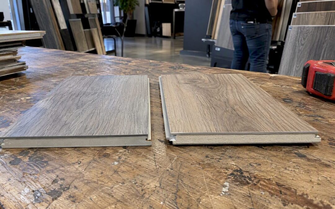 SPC and WPC plank samples side by side